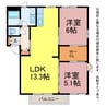 オレンジパーク野田 2LDKの間取り