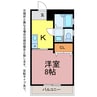 レインボウハイム 1Kの間取り