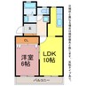 サンシャトレ神ノ輪 1LDKの間取り
