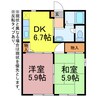 ディアス北村C・D 2DKの間取り