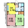 ディアス北村C・D 2DKの間取り