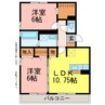 ジュノウタウン　Ａ棟 2LDKの間取り