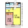 リバーウエスト壱番館 1LDKの間取り
