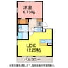 ラ・フルール 1LDKの間取り