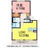ラ・フルール 1LDKの間取り