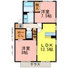 リビングタウン下地Ⅱ 2LDKの間取り