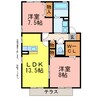 リビングタウン下地Ⅱ 2LDKの間取り