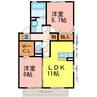 リビングタウン下地Ⅱ 2LDKの間取り