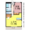 ブロードタウン神野C･E･F･G棟 1LDKの間取り