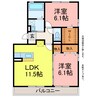 ケイズヴィラ　ウェスト 2LDKの間取り