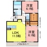 ケイズヴィラ　ウェスト 2LDKの間取り