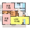 セジュールオオバ 2LDKの間取り