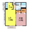 シャトル三弥 1LDKの間取り