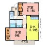 パークハウス 2DKの間取り