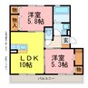 プール・トゥジュール 2LDKの間取り
