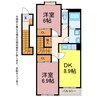 エルヴェ南小向 2DKの間取り