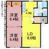 シンシア向山 2LDKの間取り
