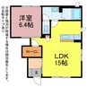 クレセオ花水木 1LDKの間取り