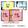 iホームTOWN　四番館 2DKの間取り
