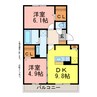 ヴェルドミール（東幸） 2DKの間取り