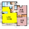 グランドガーデン　アザレア豊橋 2LDKの間取り