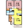 ＥＡＳＴ・ＳＩＤＥ　壱番館・弐番館 2LDKの間取り