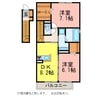ヴェルドミール　Ｂ棟 2DKの間取り