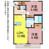 グリシーヌ草間 2LDKの間取り