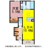 クレール水神 1LDKの間取り