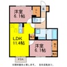 クレール水神　C棟 2LDKの間取り
