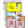 ファミール駅西 2LDKの間取り