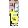 ハピネ吉川 1LDKの間取り