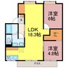 セジュール東田 2LDKの間取り