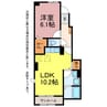 リブリオポラC 1LDKの間取り