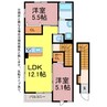 ロンジェヴィタ 2LDKの間取り