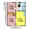 グリーンステージ白山 2LDKの間取り