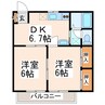 レジデンスＳⅡ 2DKの間取り