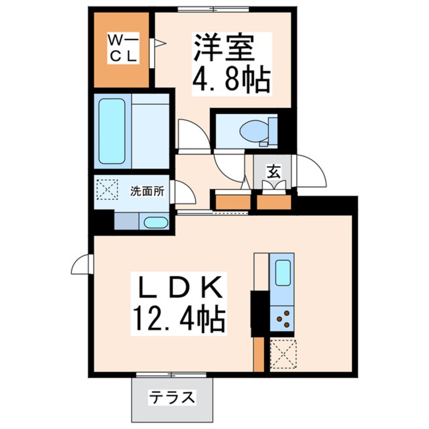 間取図 熊本バス（熊本市）/建設会館前 徒歩6分 1階 築6年