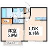 ライズ城山 1LDKの間取り