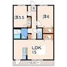 ベルフラワーハイツ本山 2LDKの間取り
