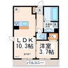 ライスシャワー坪井 1LDKの間取り