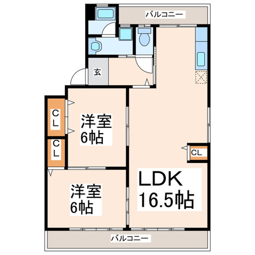 間取図 産交バス（熊本市）/上近見 徒歩7分 3階 築40年