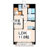 O-heドリュー熊本駅前 1LDKの間取り