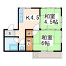 江嶋ハイツ 2Kの間取り
