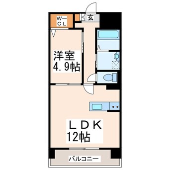 間取図 熊本市電Ａ系統<熊本市交通局>/二本木口駅 徒歩6分 11階 築5年