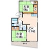 ガーデンパレス戸坂 2LDKの間取り
