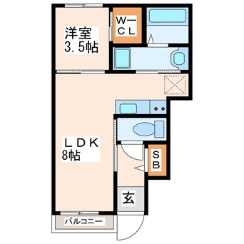 間取図 熊本市電Ａ系統<熊本市交通局>/田崎橋駅 徒歩10分 1階 築6年