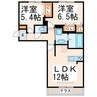 シオンＫＹ　Ⅱ号館 2LDKの間取り