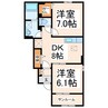 ヴィラ　ハピネス 2DKの間取り