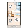 熊本市営バス/花園 徒歩5分 2階 築18年 2LDKの間取り